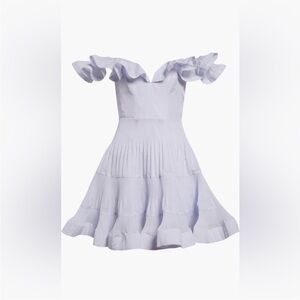 Zimmermann Pleated Frill Tiered Mini Dress Ruffle in Light Blue Size 0P